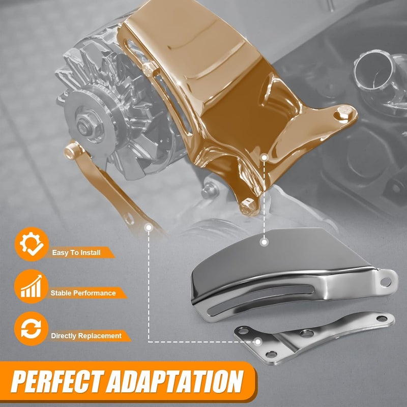 daola888 Long Water Pump Alternator Bracket, Black, Compatible with Chevy SBC SB 305 350, with Hardware (Silver).1969 to 1986 SBC with Long Water Pump. - Image 4